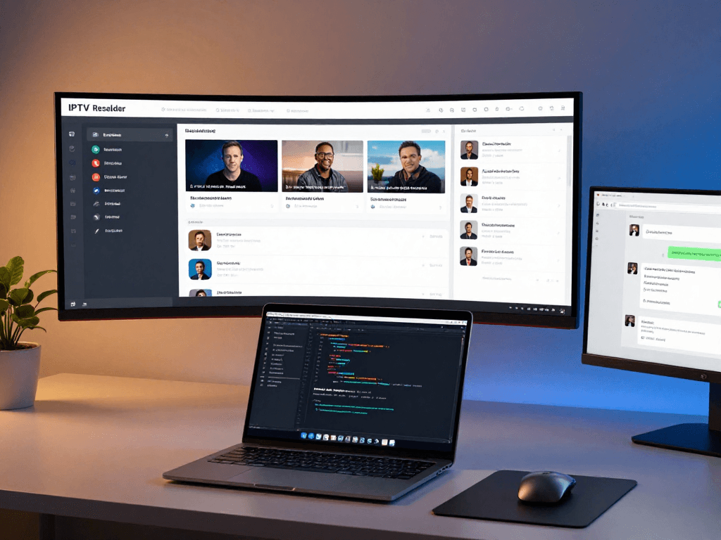 IPTV reseller management dashboard showcasing advanced performance metrics and seamless integration with cloud computing platforms.
