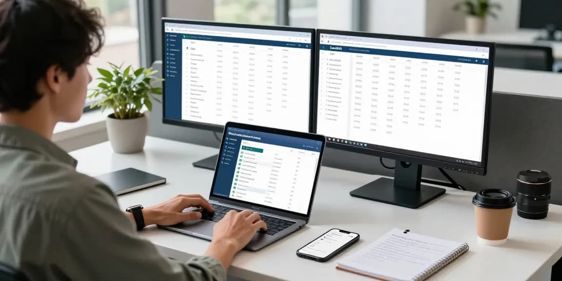 Person using a phone number checker tool in a modern office setup, showcasing analytics and call reports.