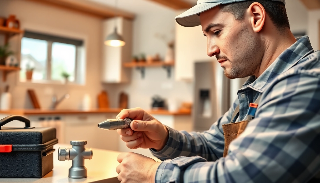 Skilled plumber conducting whole house repiping services Tampa in a modern kitchen