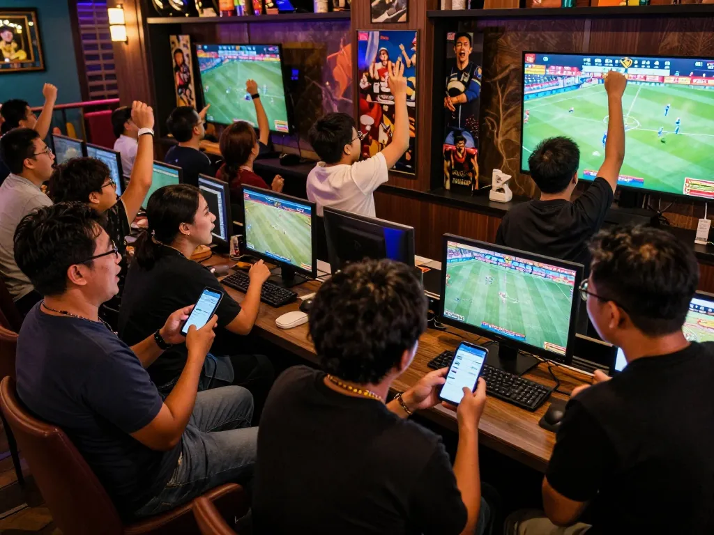 Fans engaging in live sports betting action at sungaitoto, showcasing excitement and strategic decision-making.