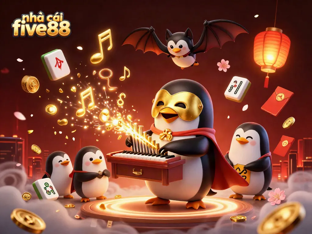 Experience the excitement of nhà cái five88 with vibrant 3D casino characters and golden elements.