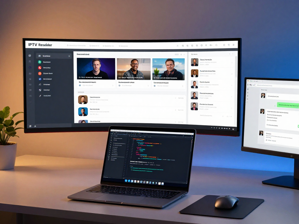 IPTV reseller management dashboard showcasing advanced performance metrics and seamless integration with cloud computing platforms.