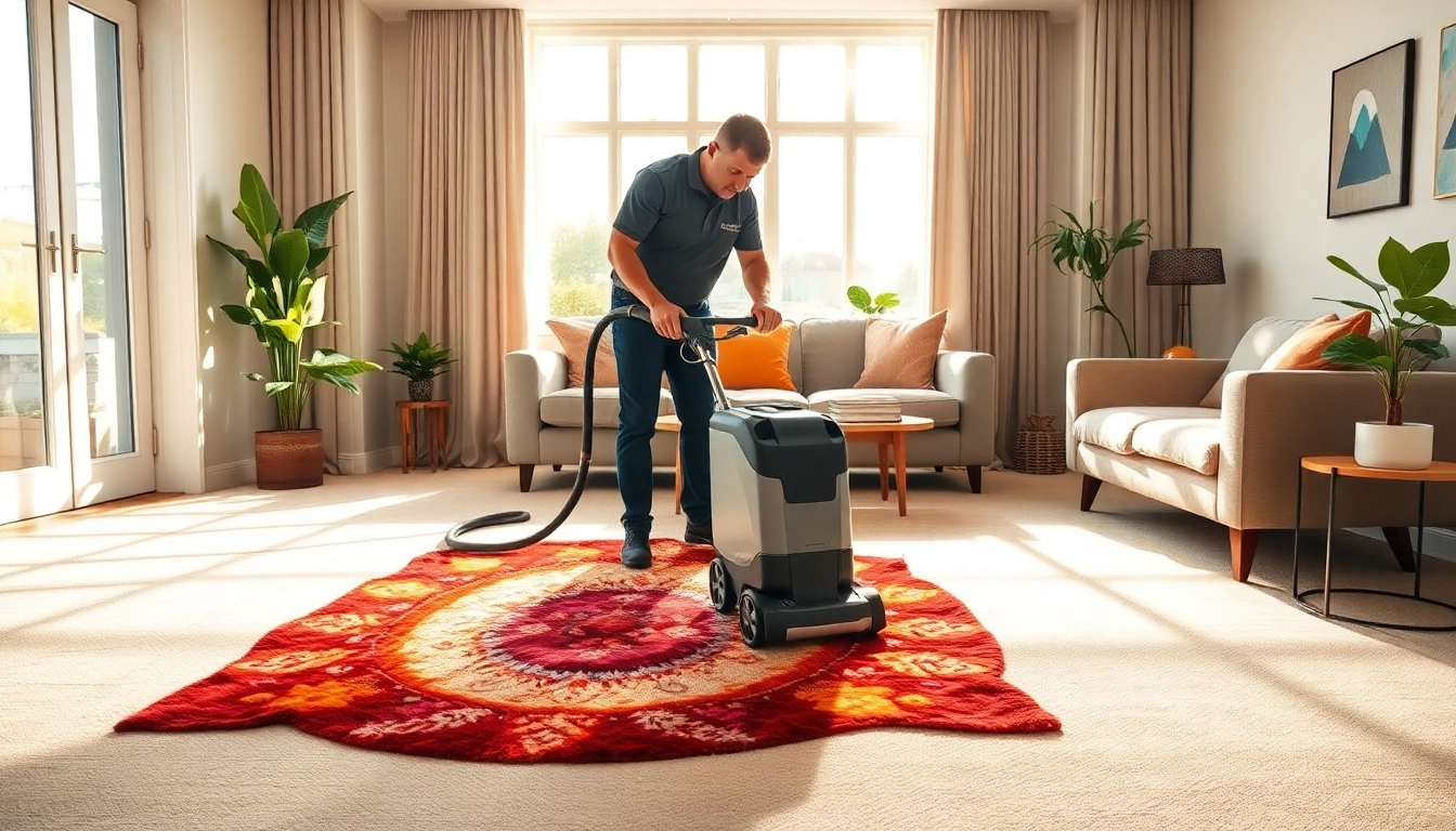 Experience exceptional carpet cleaning services in Glasgow with a technician in action.