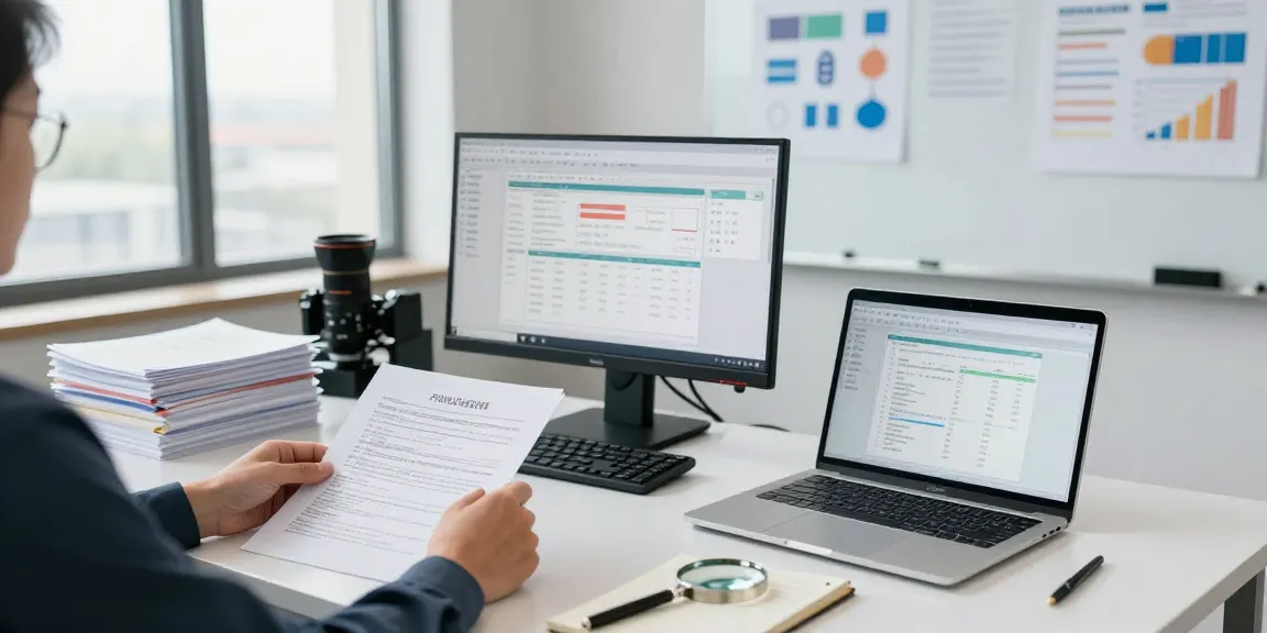 Forensic auditor at aafikotatangerangselatan.org analyzing financial data in a modern office setting.