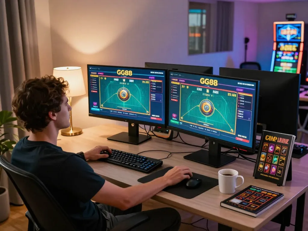 Engaging in online casino games at home, featuring GG88 at the forefront of gambling entertainment