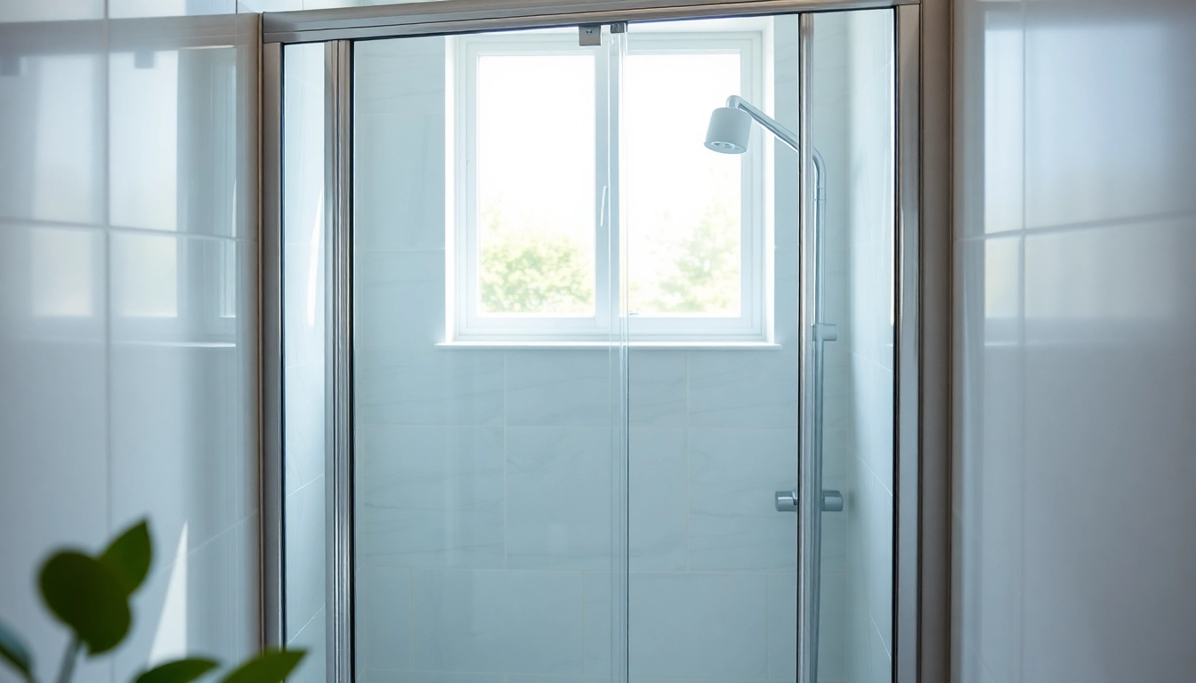 Show shower sliding doors in a modern bathroom showcasing elegance and sleek design.