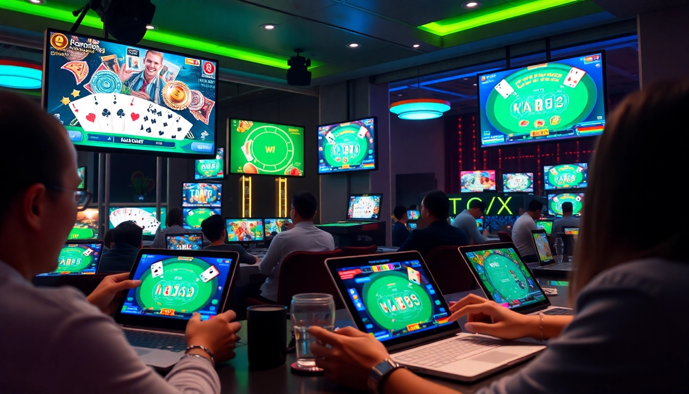 Engaging online gaming scene at topgamebaidoithuong.mx featuring popular card games and vibrant graphics