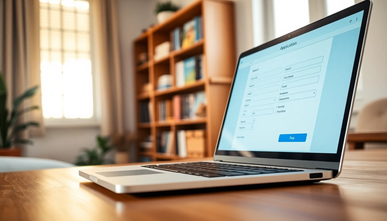 Filling out the eta uk application form on a laptop in a cozy home office.