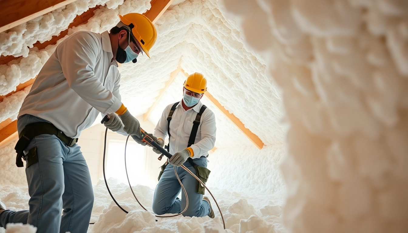 Visualizing spray foam insulation removal cost in an attic with professionals at work.