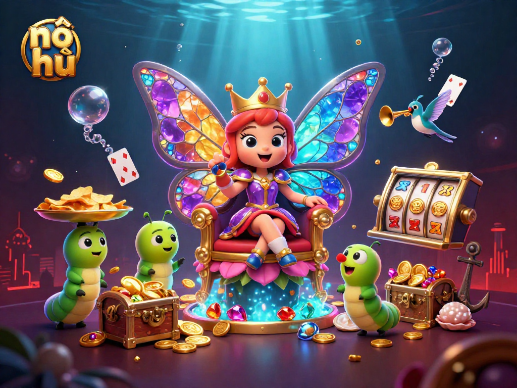 Engage in thrilling nổ hũ gameplay with vibrant symbols and animated treasures in a dynamic scene.