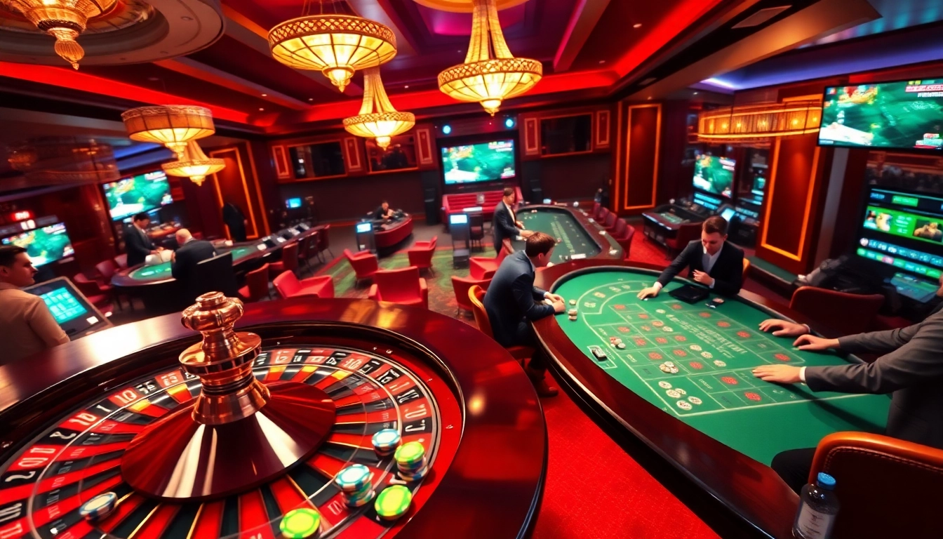 Experience the excitement of online gambling with okwintv's engaging casino visuals featuring elegant roulette and blackjack tables.