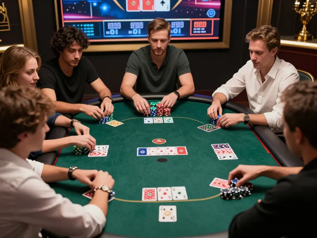 Players enjoying a poker game online at nhà cái uy tín Sunwin with strategic bets shown on clear interface.
