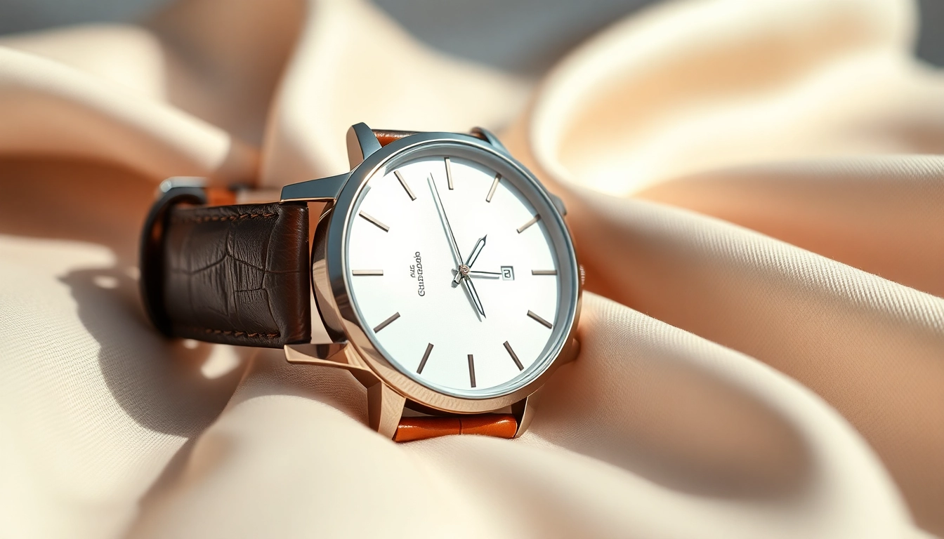 Showcasing a Ladies Classic Smart Watch with a minimalist design and elegant leather strap.