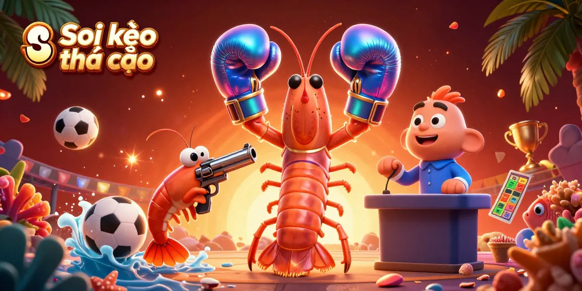 Soi kèo nhà cái showcases a vibrant 3D scene with lively characters and dynamic betting elements.