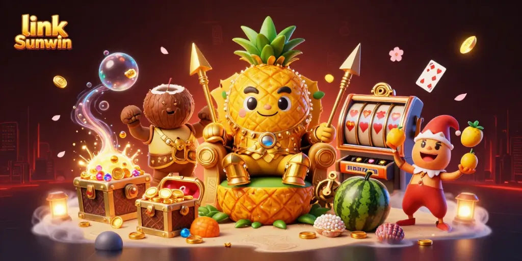 Spin big with the link Sunwin online casino experience, featuring vibrant characters and lively gaming elements.