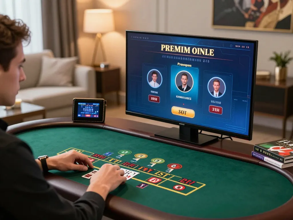 Player engaging in live dealer blackjack at UG88 online casino from stylish home setup.