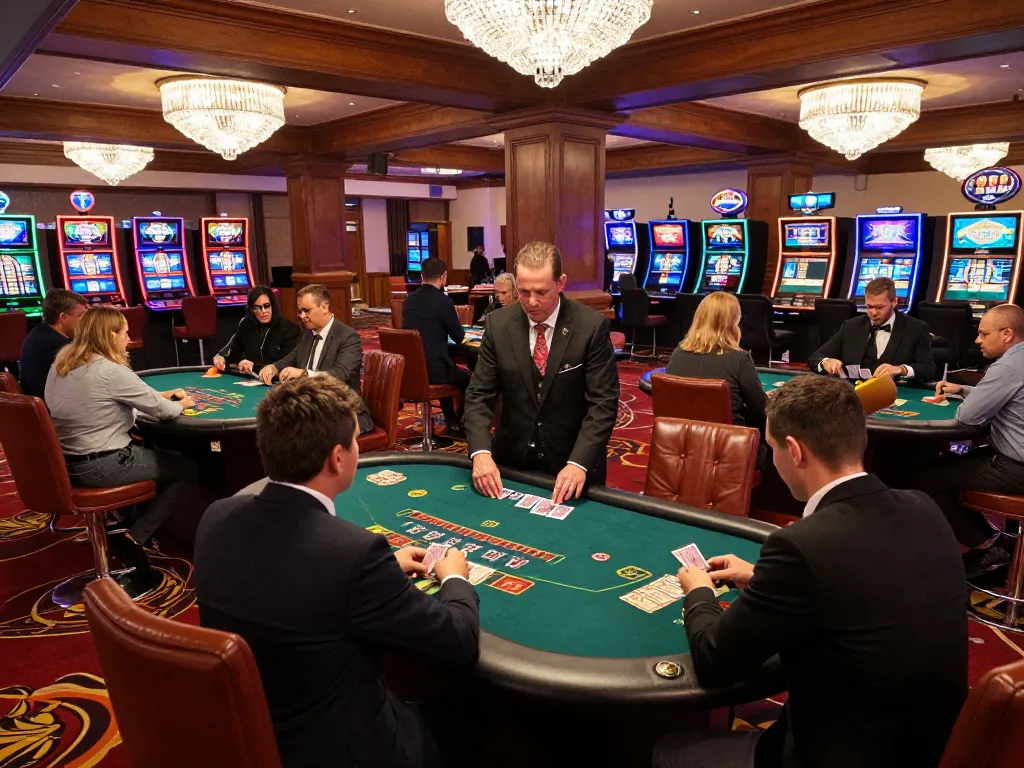 Players at a blackjack table enjoying the thrill of a 3Bet in an upscale casino environment.