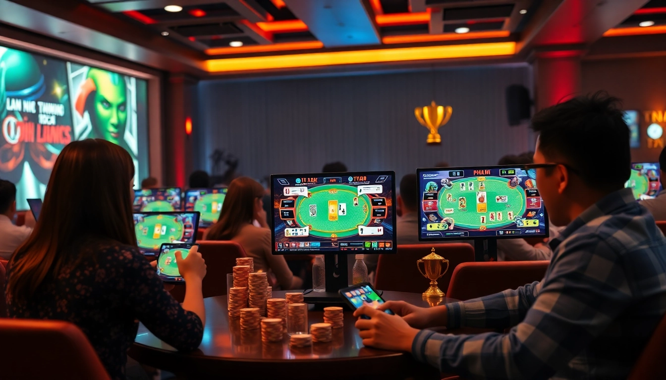 Engaging players in digital card games at gamebaidoithuong.com.vc with vibrant graphics and a welcoming atmosphere.