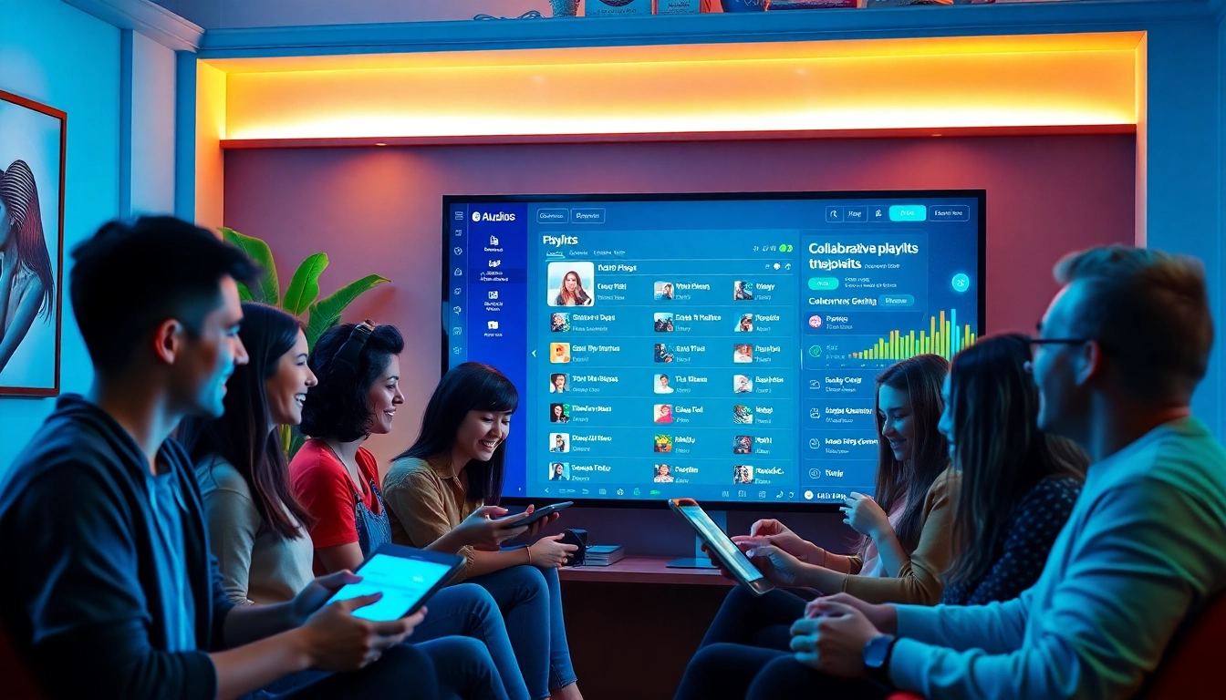 Interactive gameplay experience on 399W platform with diverse users and collaborative playlists.