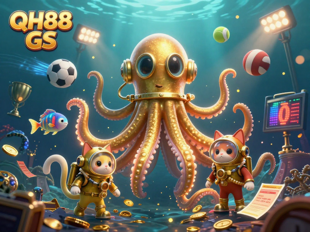 Engage with QH88 GS featuring a vibrant scene with a kraken and diving cat showcasing exhilarating sports dynamics.