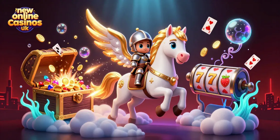 Engage with the magic of new online casinos UK through a captivating 3D scene filled with vibrant symbols and characters.