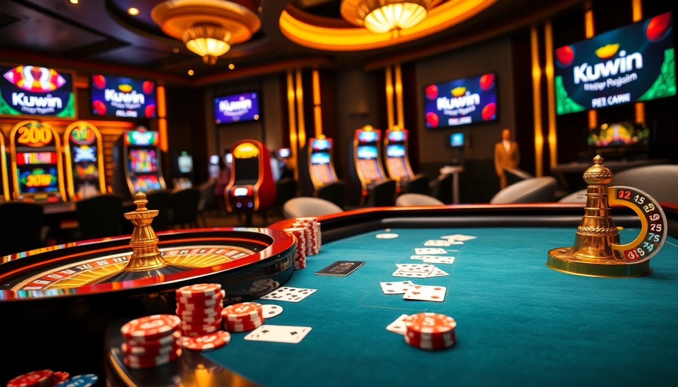 Kuwin players enjoying an exciting poker game at a luxurious casino.