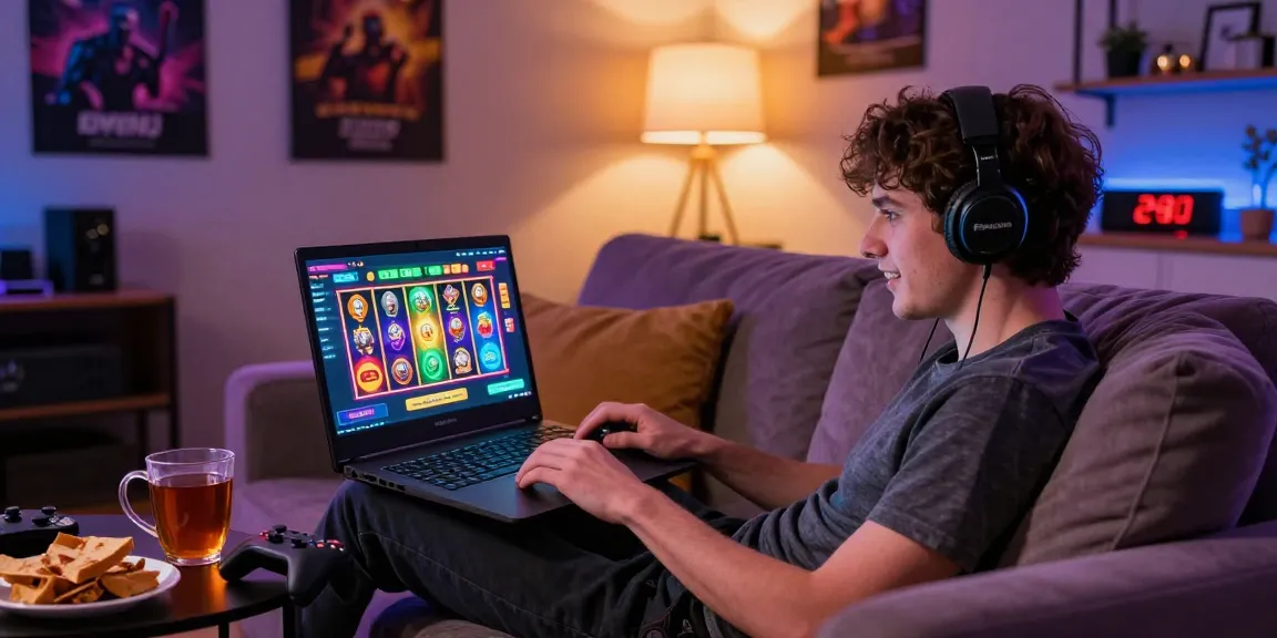 UK player enjoying bonus buy slots at home, showcasing aboutderbyshire.co.uk's best online gaming experience