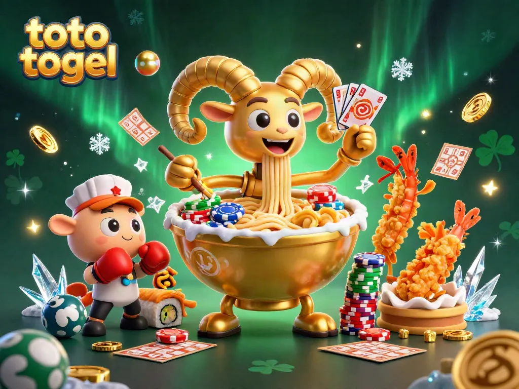 Engage with toto togel lottery excitement through a vibrant 3D cartoon illustration featuring unique characters and game elements.