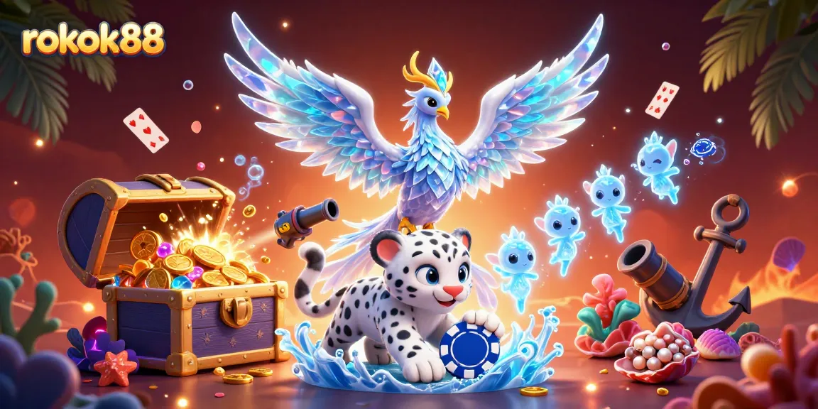 Engage with rokok88's vibrant gaming scene featuring whimsical characters and dynamic elements.