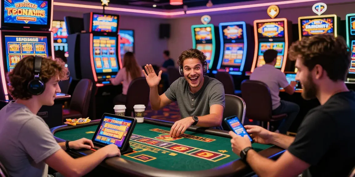 Engaging experience at a credit card casino, showcasing diverse players enjoying games and bonuses.